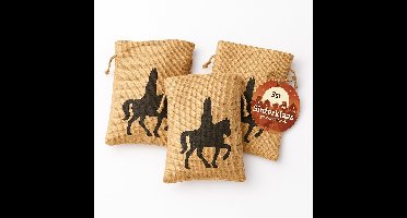 Sinterklaas Jute Cadeauzakjes – Set van 3 – 20 x 25 cm – Geschenkzakjes met Sinterklaas op Paard – Herbruikbaar