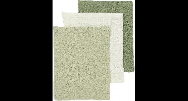 Meyco Baby Uni Washandjes - 3 Stuks - Pre-Washed Hydrofiel - Naturel/Soft Olive/Olive Green