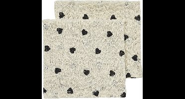 Meyco Baby Sweet Heart Monddoekjes - 2-Pack - Soft Sand/Black - 30x30 cm