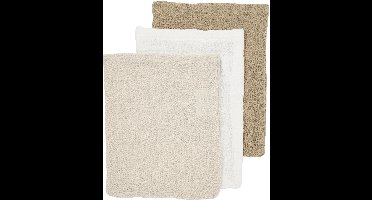 Meyco Baby Uni Hydrofiele Washandjes - 3 Stuks - Offwhite/Soft sand/Taupe