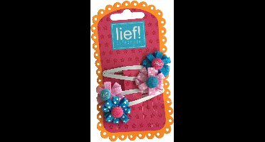 Dubbele bloem haarspelden Blauw/Roze - Lief Lifestyle