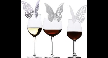 20x Tafelplaatskaart voor Glas, Vlinder - Wit