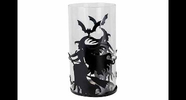 Windlicht Witch Stand Glass 12x22cm Zwar T 13x12,5xh19cm Cilindrisch Metaal