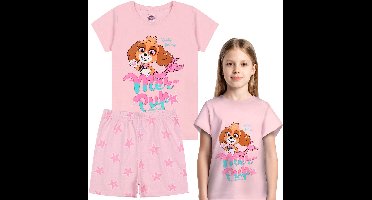 Paw Patrol Skye KATOENEN, roze TWEEDELIG pyjama VOOR DE ZOMER met korte mouwen 100% KATOEN