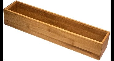 5Five Bestekbak/keuken organizer - Set van 4x stuks - 1 vaks - bamboe - 38 x 8 x 7 cm - lade verdeler
