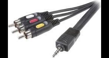SpeaKa Professional Jackplug / Composite cinch AV Aansluitkabel [1x Jackplug male 3,5 mm - 3x Cinch-stekker] 2 m Zwart
