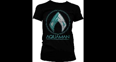 DC Comics Aquaman Dames Tshirt -L- Distressed Shield Zwart