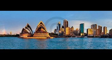 Kunstdruk Shutterstock - Sydney circular quay panorama 95x33cm