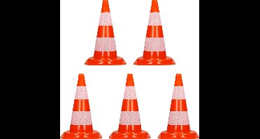Set van 5 verkeerskegels waarschuwingskegels verkeerskegels 47 cm oranje/wit