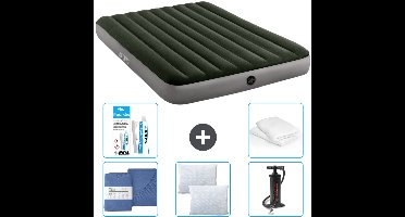 Intex Luchtbed - 2-Persoons - 152 x 203 x 25 cm - Groen - Inclusief Hoeslaken - Kussen - Pomp - Reparatieset en Kussenbeschermer