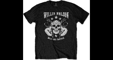 Willie Nelson - Skull Heren T-shirt - M - Zwart