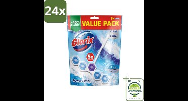 Glorix - Power Clean - Toiletblok - Ocean - Hersluitbare Verpakking - 5 Blokken - Voordeelverpakking - 24 stuks - Toilet schoonmaak - Toiletblok