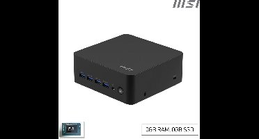 MSI Cubi Z AI 8M AMD Ryzen 7 8845HS Barebone 0.9L sized PC Zwart AMD SoC 3,8 GHz Ingebouwde luidsprekers