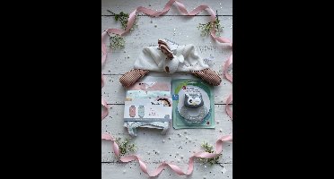 Maminobaby.nl | Baby geschenkset meisjes | Knisperkonijn | 2-delige rompertjes | Koelbijtring | Babyshower | Kraamcadeau