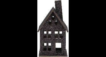 Cosy @ Home Huis Glitter Zwart 13x13xh25cm Hout