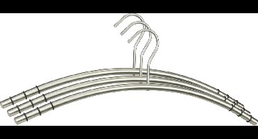 Kledinghangers - 18x stuks - zilver - roestvrij staal - 45 x 17,5 x 1,3 cm
