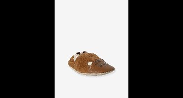 Elastische leren sloffen voor baby's chocoladebruin