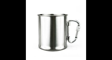 RVS beker 300 ml met karabijnhaak | Fosco stainless steel cup