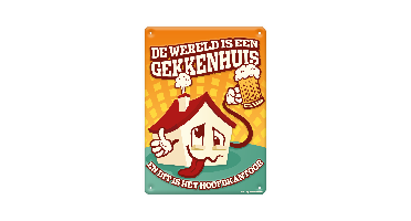 Tekstbord metaal Gekkenhuis