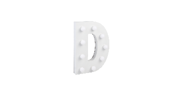 Letter D met licht hoogte 17 cm breedte 12 cm