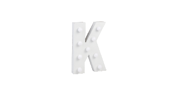 Letter K met licht hoogte 17 cm breedte 12 cm