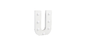 Letter U met licht hoogte 17 cm breedte 12,5 cm