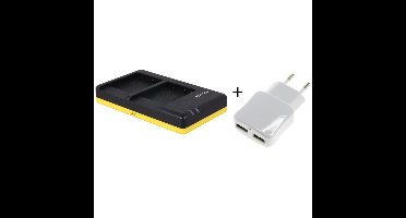 Duo lader voor 2 camera accu's Panasonic DMW-BCG10 + handige 2 poorts USB 230V adapter