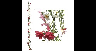 Everlands bloemenslinger - roze - 180 cm - polyester - kunstplant/kunstbloemen - chrysanten
