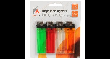 Flame Classics Aanstekers - 4x stuks - gekleurd - 8 cm