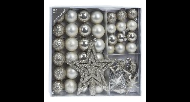 H&S Collection Kerstboomversiering - 44-delig - kunststof - wit