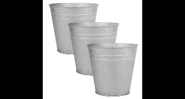 4x stuks oud zinken emmertjes/bloempotten zilver 25 cm