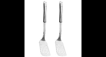 5Five Keukengerei bakspatel/bakspaan - 2x - zilver rvs - 34 cm