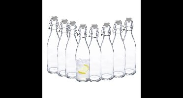 5Five weckflessen - 8x - beugelflessen - 500 ml - glas - transparant - luchtdicht - sappen - inmaken