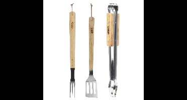 BBQ/barbecue gereedschap set 3-delig tang, spatel en vork 45 cm