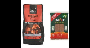 BBQ starterspakket - houtskool briketten 3 kilo - barbecue aanmaakblokjes 32x