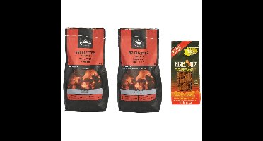 BBQ starterspakket - houtskool briketten 6 kilo - barbecue aanmaakblokjes 72x