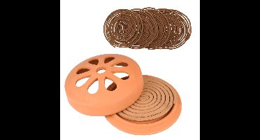 Citronella set - Terracotta houder - 20x navul spiralen - muggen werend