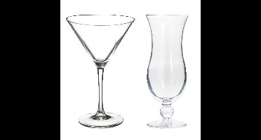Cocktailglazen set - blue hawaii/martini glazen - 8x stuks