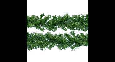 Dennenslinger/dennen guirlande - 2x - groen - 270 x 9,5 cm - PVC - 180 tips
