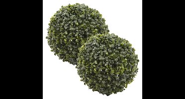 Everlands buxus kunstplant - 2x - D22 cm - groen - kunststof - rond