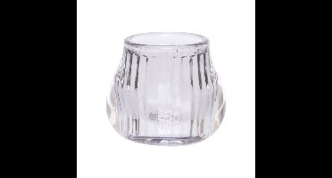 Glazen theelichthouder / waxinelichthouder grijs rond 8 cm