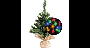 Mini kerstboompje - 45 cm - incl. ruimte/space thema lichtsnoer 165 cm - kunststof