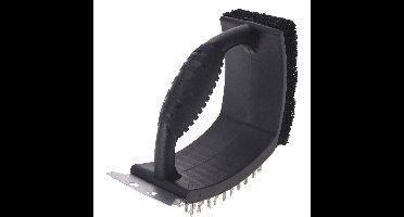 Vaggan BBQ schoonmaakborstel - 3 in 1 - zwart - barbecue/grill reinigingsborstel