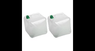 Water jerrycan container - 2x - 15 liter - opvouwbaar - drinkwater - 25 x 25 x 25 cm