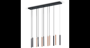 LED Hanglamp - Musterring Calina - 11 Lichtpunten van 3 Watt - Rechthoek - Dimbaar - Aanpasbare Lichtkleur - Hoogte Aanpasbaar - Geheugenfunctie - Nachtlamp - Mat Zwart - Metaal