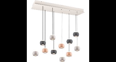 LED Hanglamp - Musterring Cannon - 11 Lichtpunten van 5 Watt - Rechthoek - Dimbaar - Aanpasbare Lichtkleur - Hoogte Aanpasbaar - Geheugenfunctie - Nachtlamp - Meerkleurig - Metaal