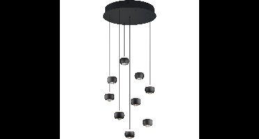 LED Hanglamp - Musterring Cannon - 9 Lichtpunten van 5 Watt - Rond - Dimbaar - Aanpasbare Lichtkleur - Geheugenfunctie - Nachtlamp - Up-and-down Verlichting - Mat Zwart - Metaal