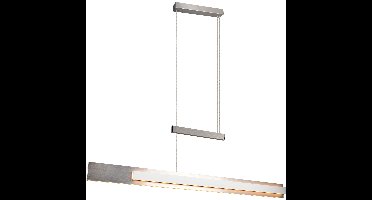 LED Hanglamp - Musterring Rivera - 1 Lichtpunt van 48 Watt - Dimbaar - Aanpasbare Lichtkleur - Hoogte Aanpasbaar - Afstandsbediening - Uitschuifbaar - Mat Nikkel - Metaal