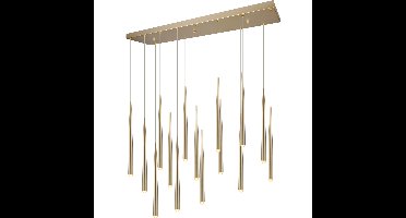 LED Hanglamp - Trio Select Cala - 15 Lichtpunten van 3.8 Watt - Hoogte aanpasbaar - Aanpasbare Lichtkleur - Dimbaar - Goud - Metaal