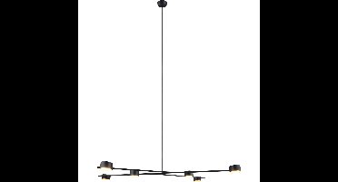 LED Hanglamp - Trio Select Coda - 6 Lichtpunten - GX53-fitting - Draaibaar - Hoogte Aanpasbaar - IP20 - Zwart/Goud - Metaal